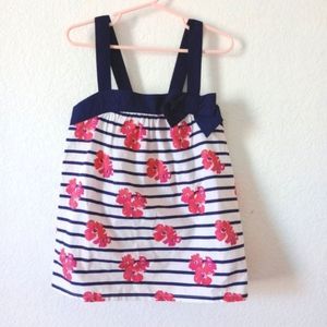 Gymboree Girl's Navy & White Striped Floral Tank Top size 8